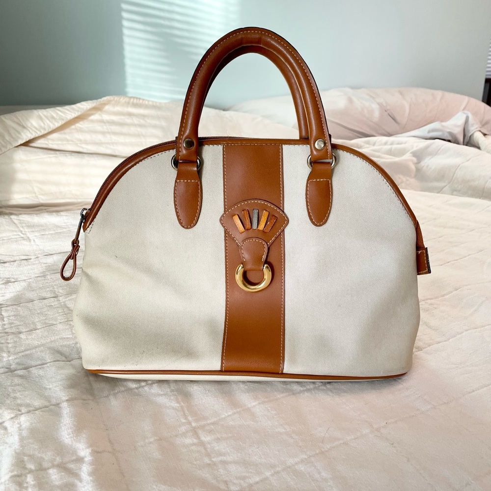 Vintage Jackson Cream & Brown Purse